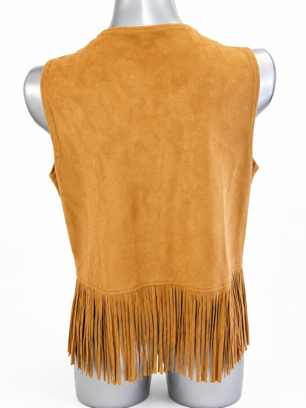 Boho Faux Suede Fringe Vest in Cognac Tan Excellent Condition - Picture 5 of 5